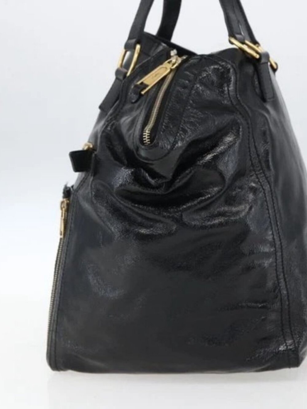 SAINT LAURENT Tote Bag Patent leather Black Gold - Picture 5 of 16